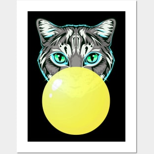 Yellow Bubblegum Cat Posters and Art